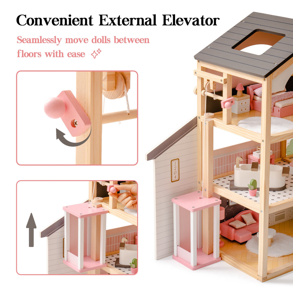 Elevator Wooden Dollhouse