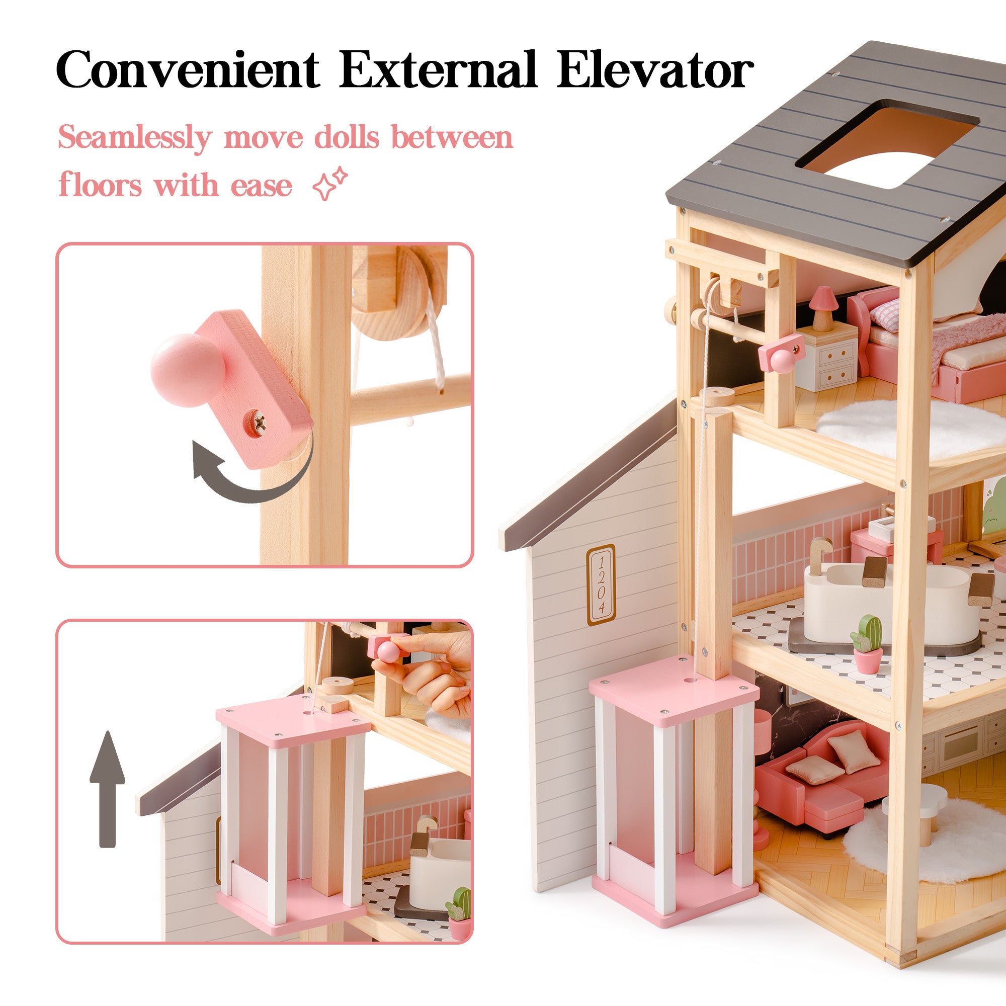 Elevator Wooden Dollhouse