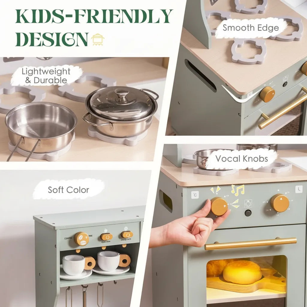 Green Wooden Play Kitchen
