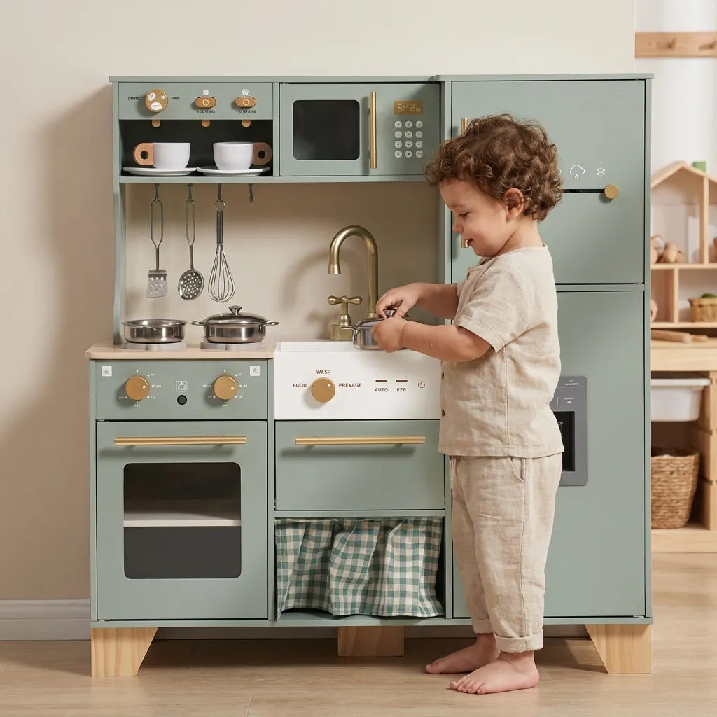 Green Wooden Play Kitchen