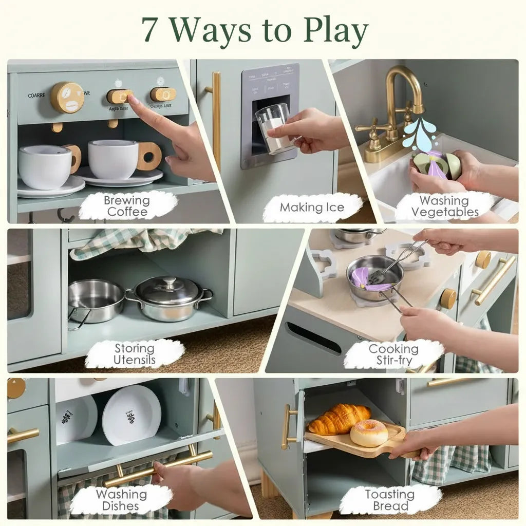 Green Wooden Play Kitchen