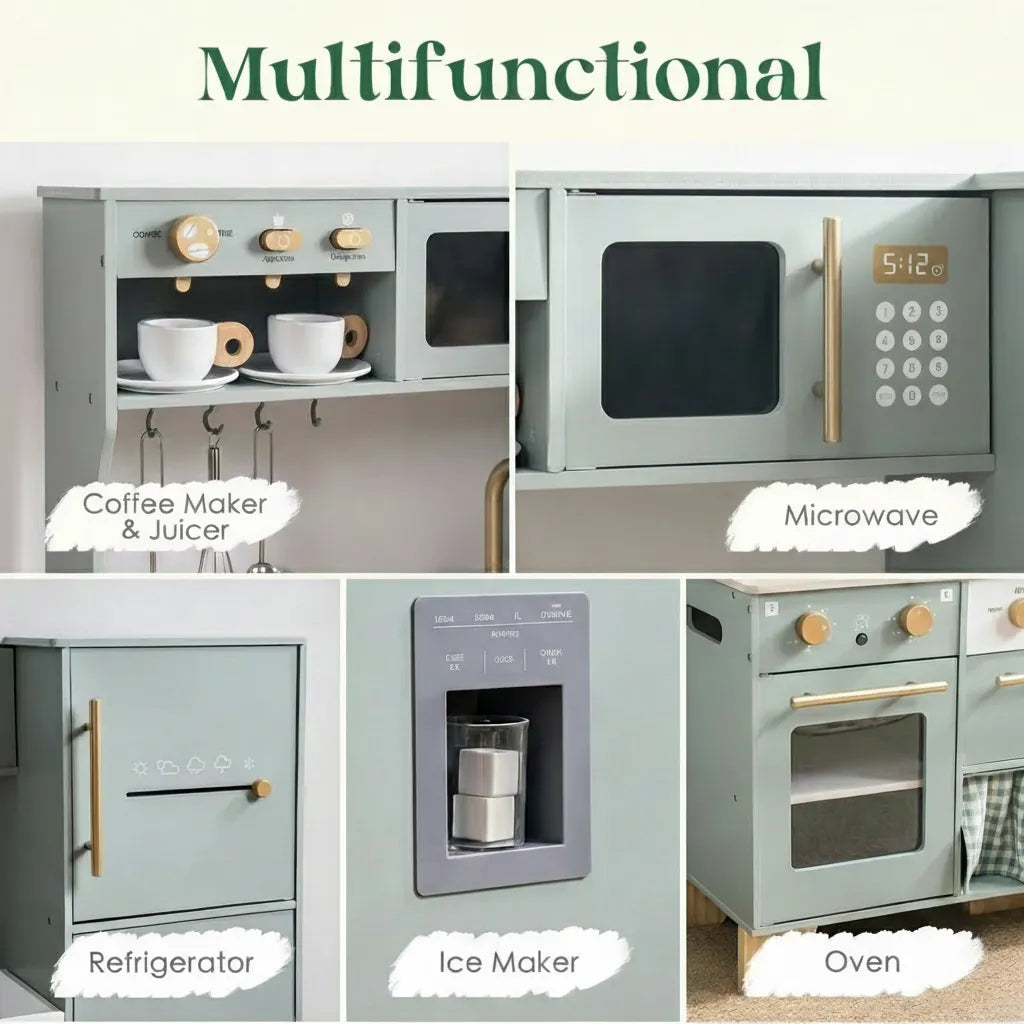 Green Wooden Play Kitchen