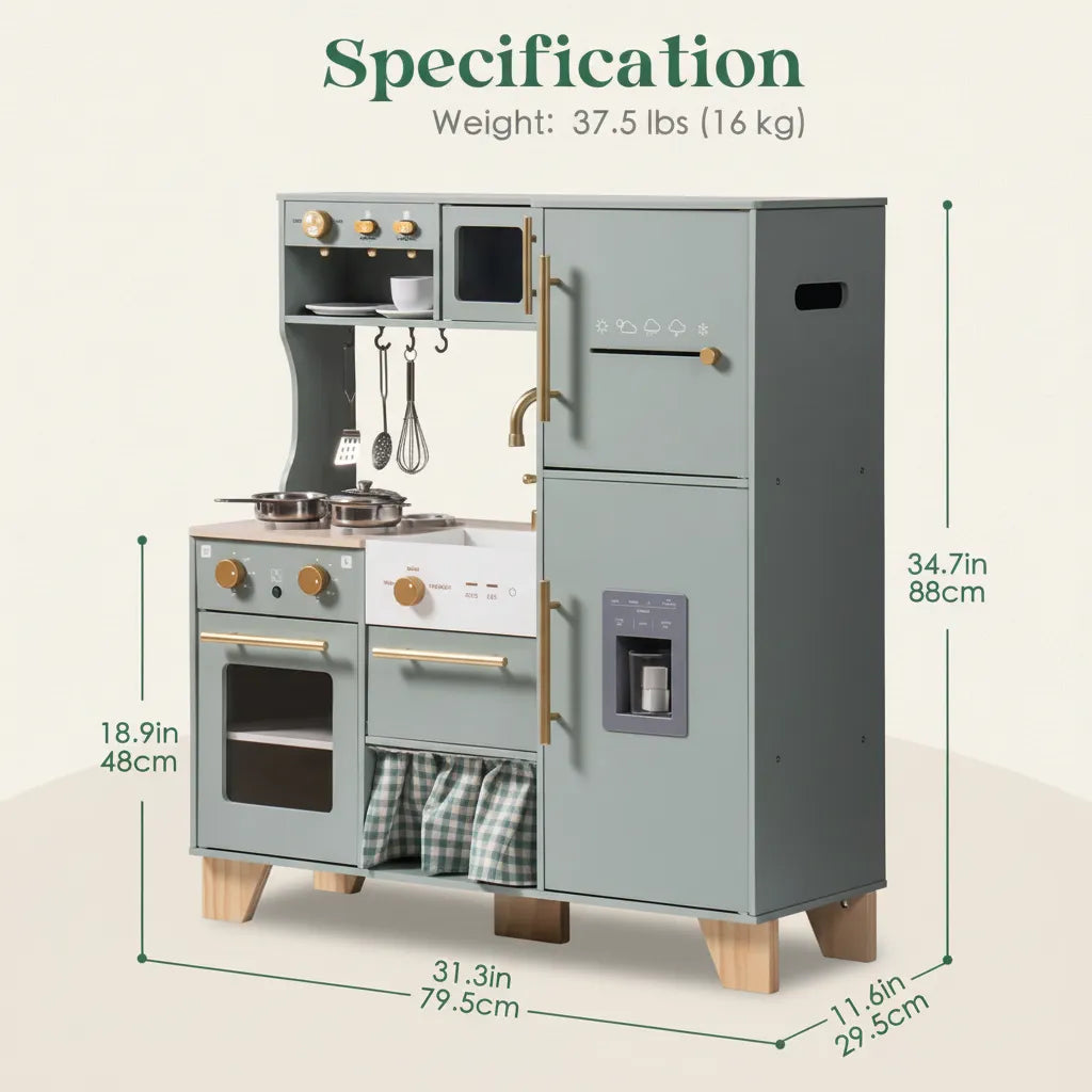 Green Wooden Play Kitchen