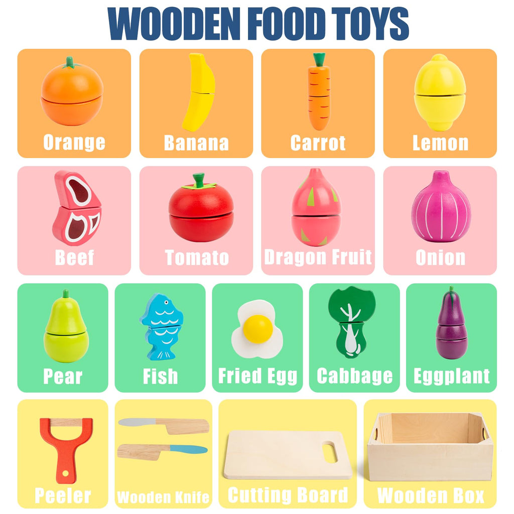 Wooden Cutting Food Set