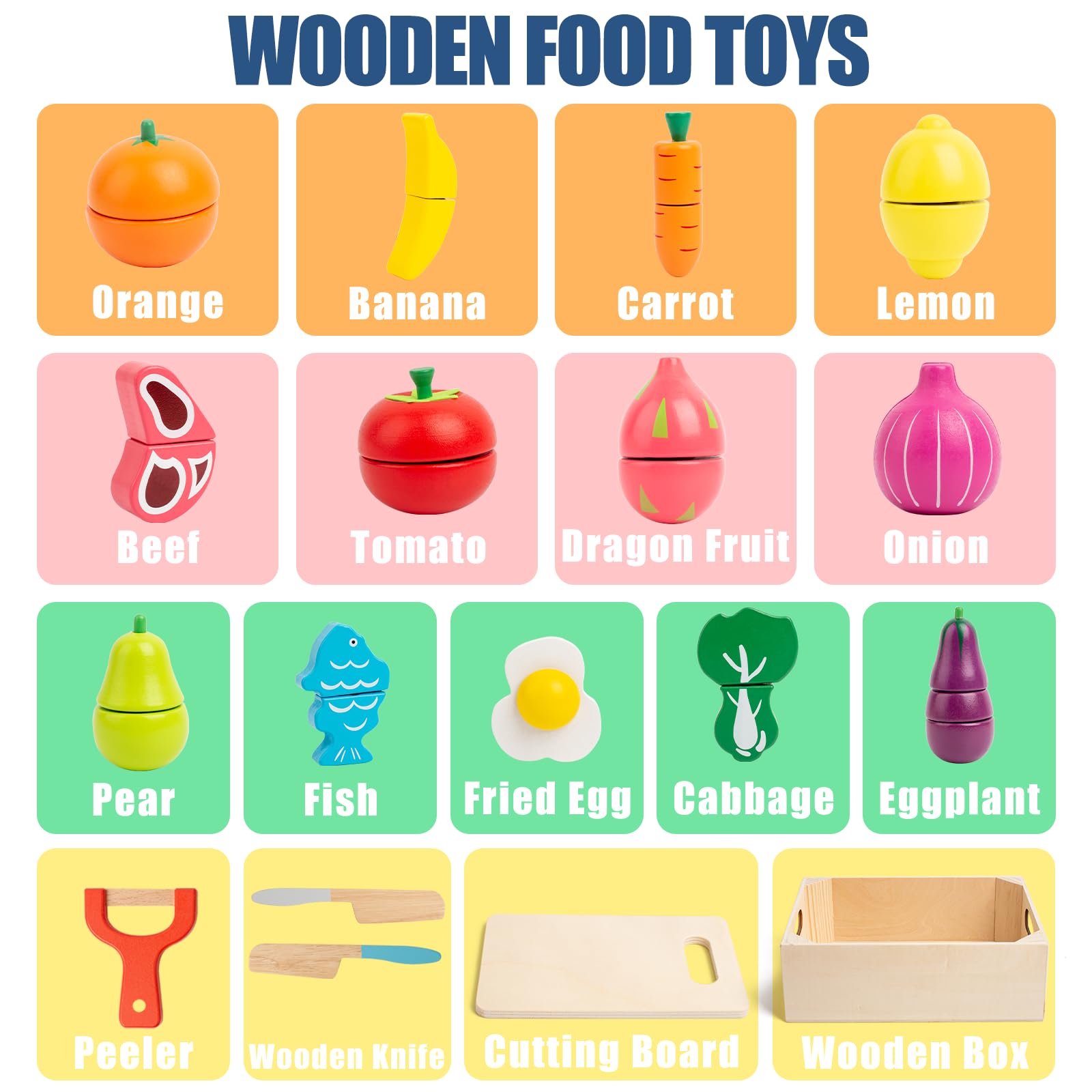 Wooden Cutting Food Set