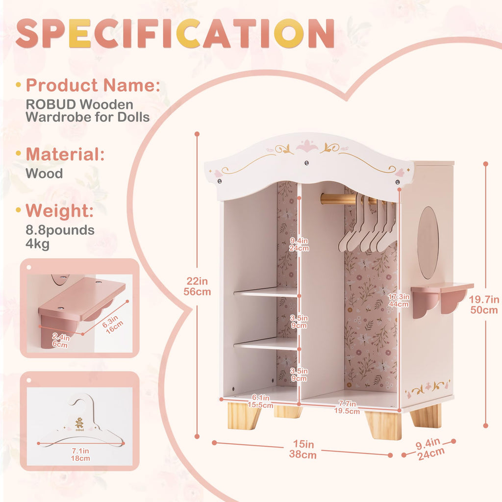Wooden Doll Wardrobe