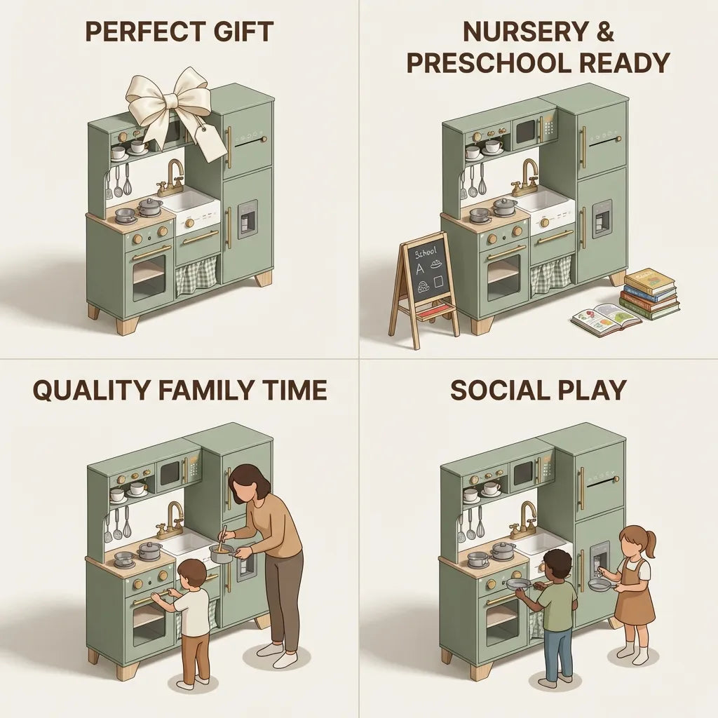 Green Wooden Play Kitchen