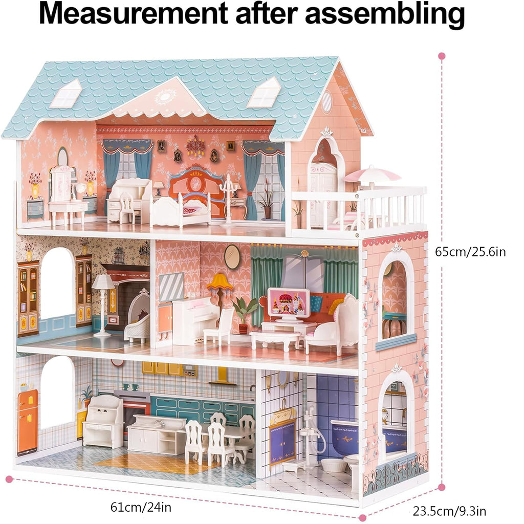 3-Story Wooden Dollhouse
