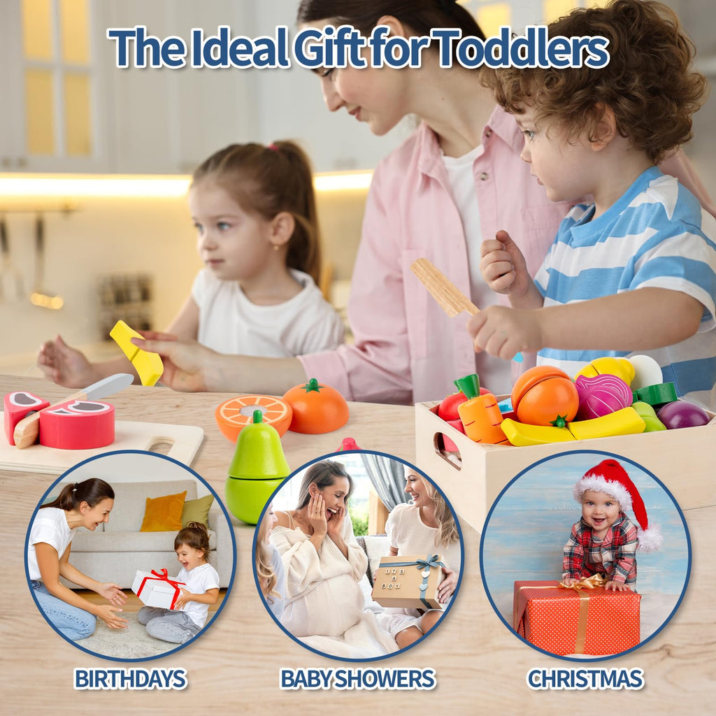 Wooden Cutting Food Set