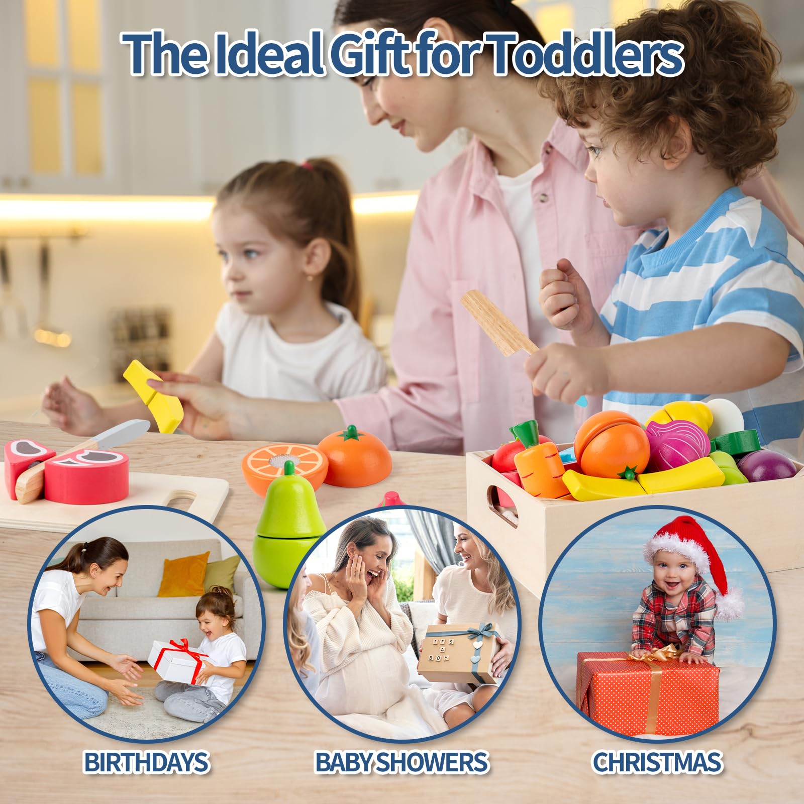 Wooden Cutting Food Set