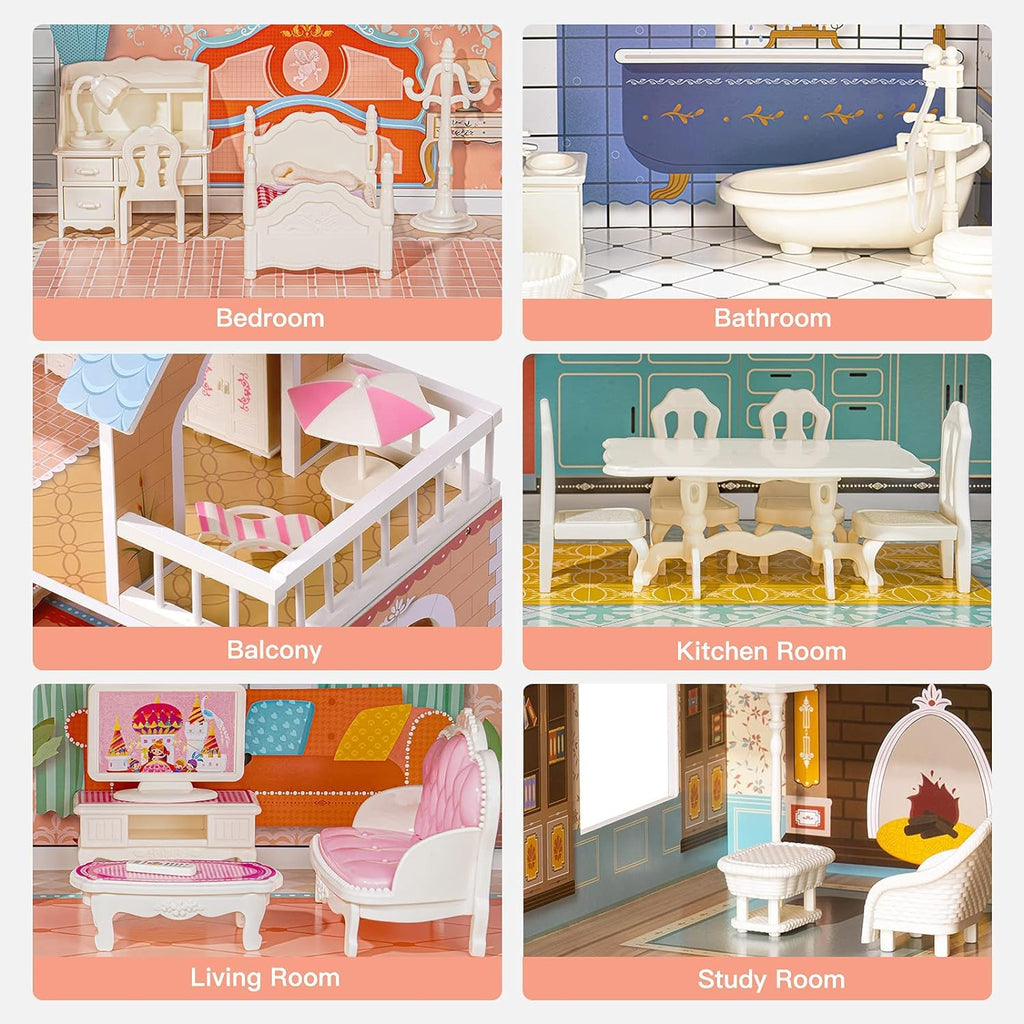 3-Story Wooden Dollhouse