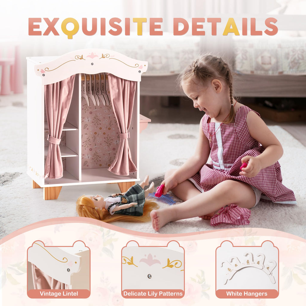 Wooden Doll Wardrobe