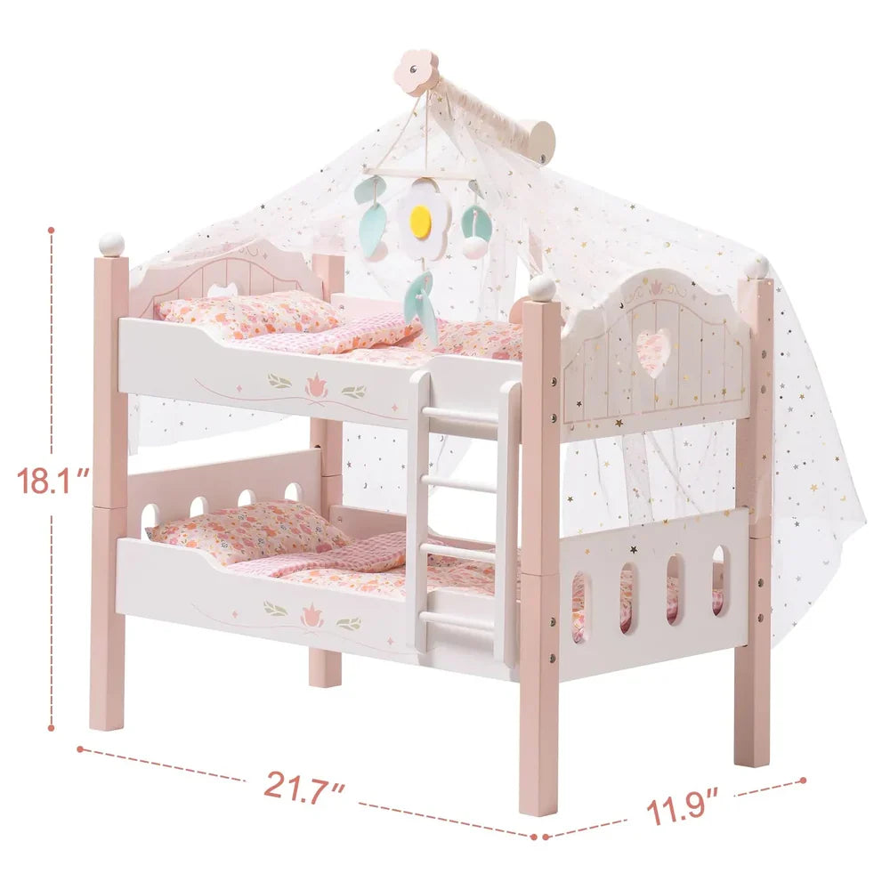Pink Wooden Doll Crib