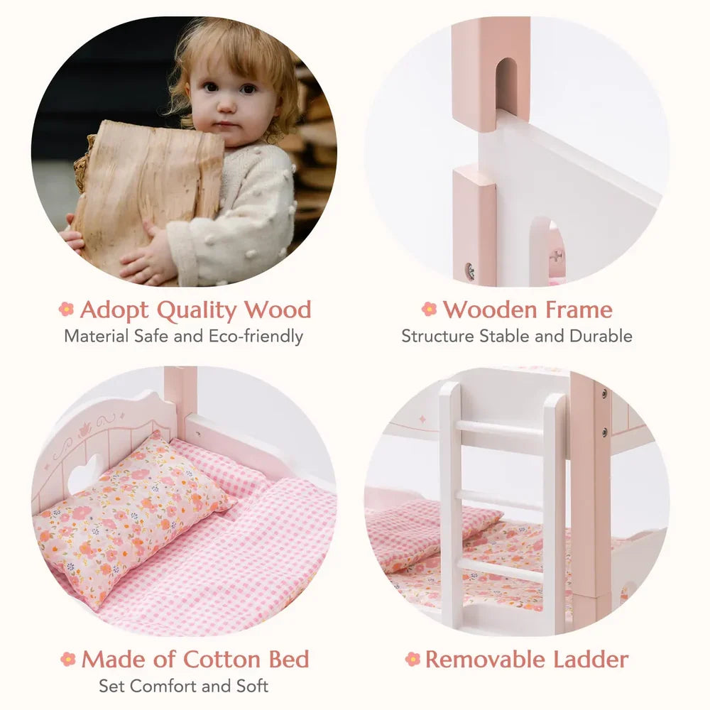 Pink Wooden Doll Crib