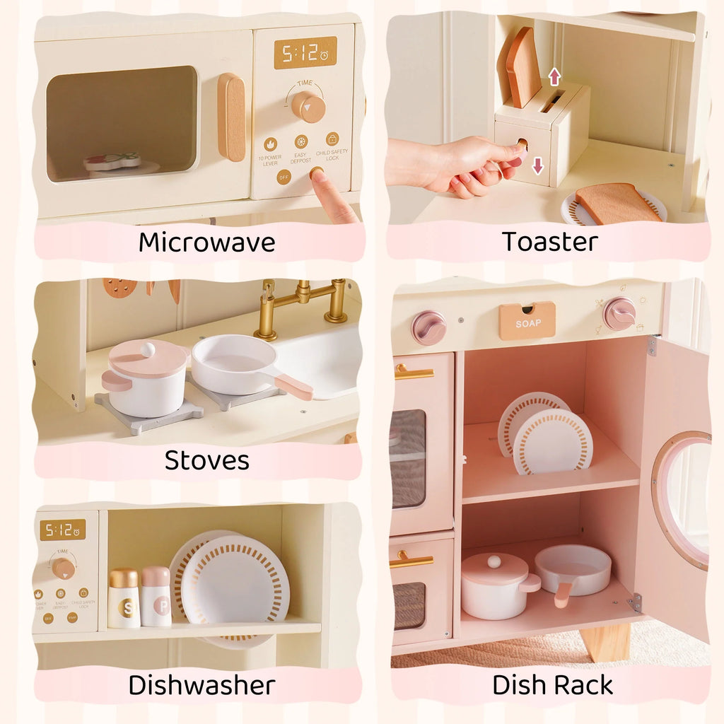 Pink Wooden Play Kitchen