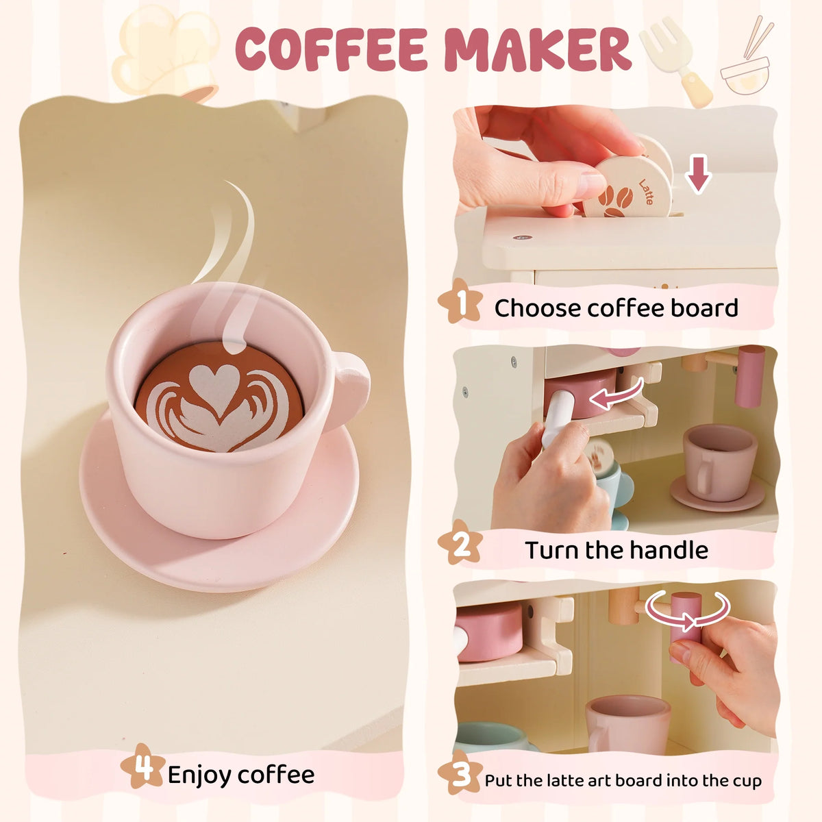 Pink Wooden Play Kitchen