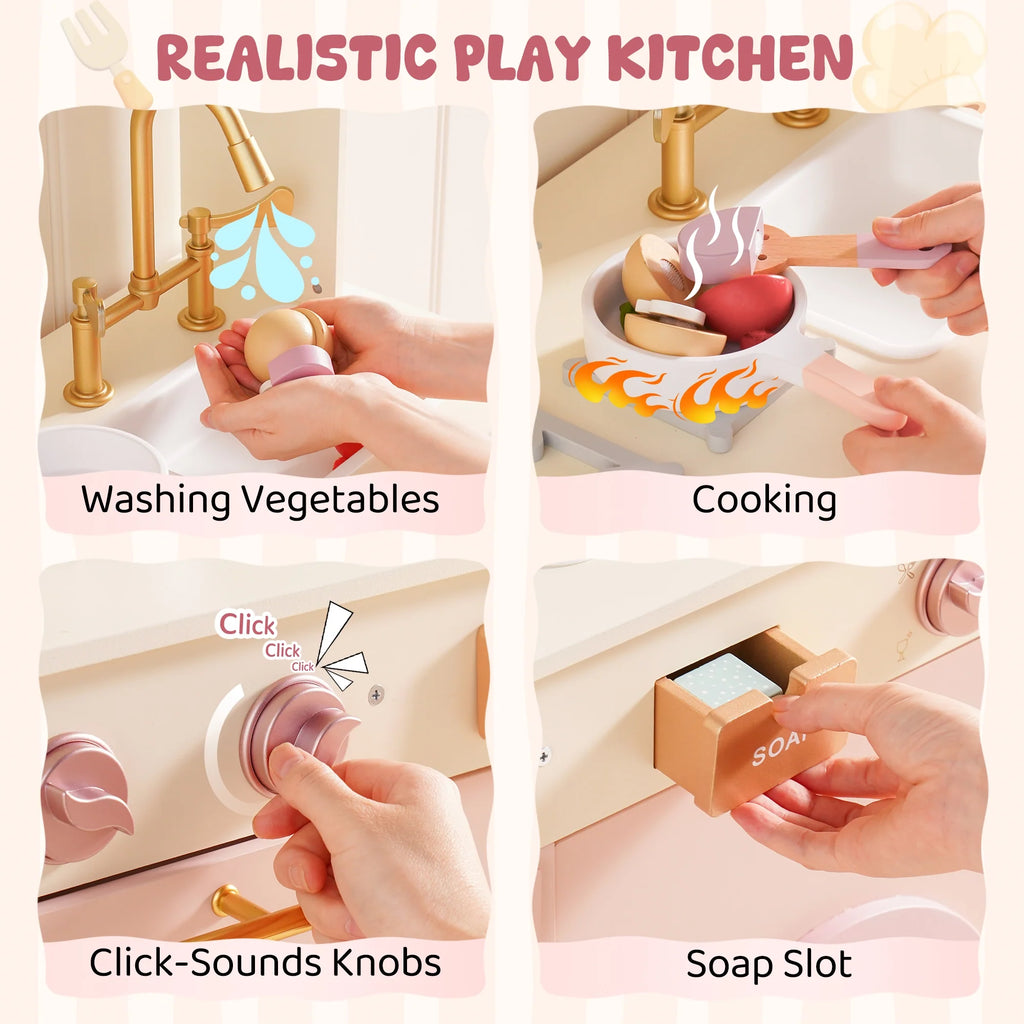 Pink Wooden Play Kitchen