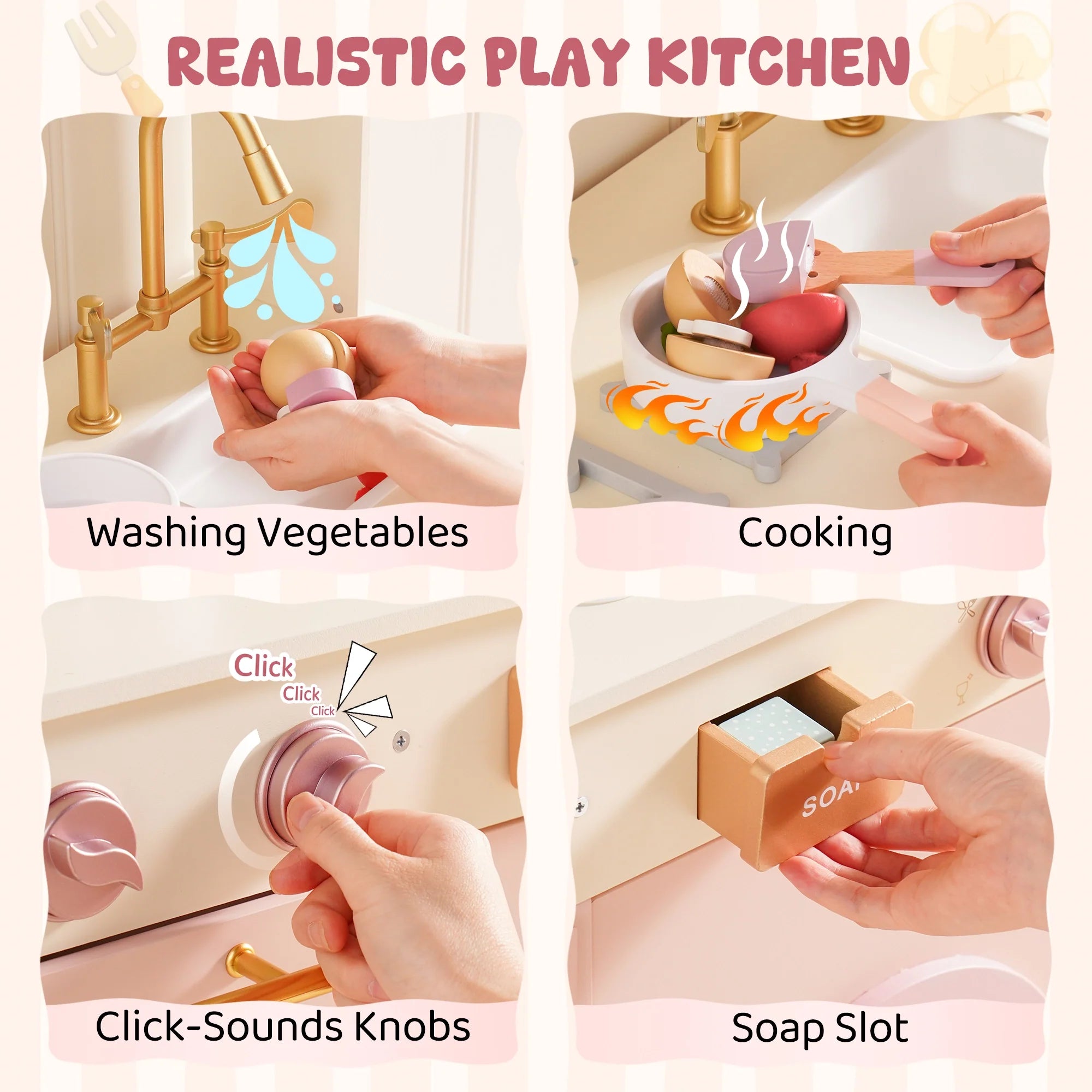 Pink Wooden Play Kitchen