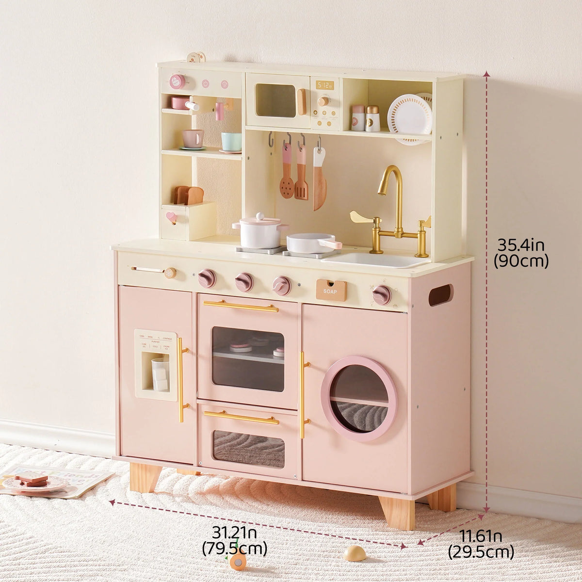 Pink Wooden Play Kitchen