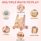 Pink Wooden Baby Walker