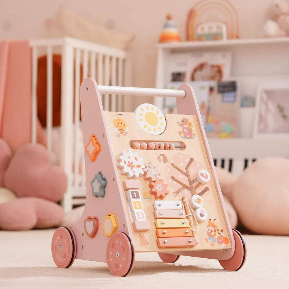 Pink Wooden Baby Walker