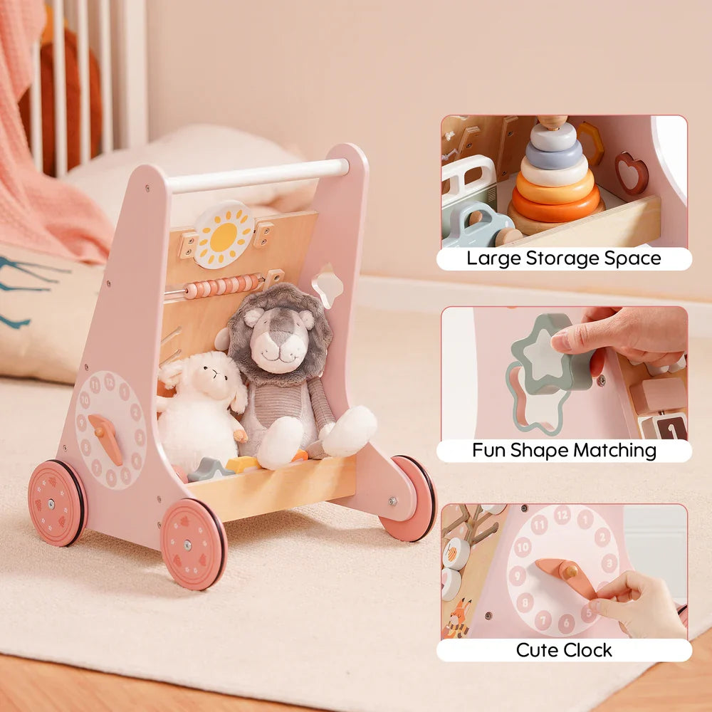 Pink Wooden Baby Walker