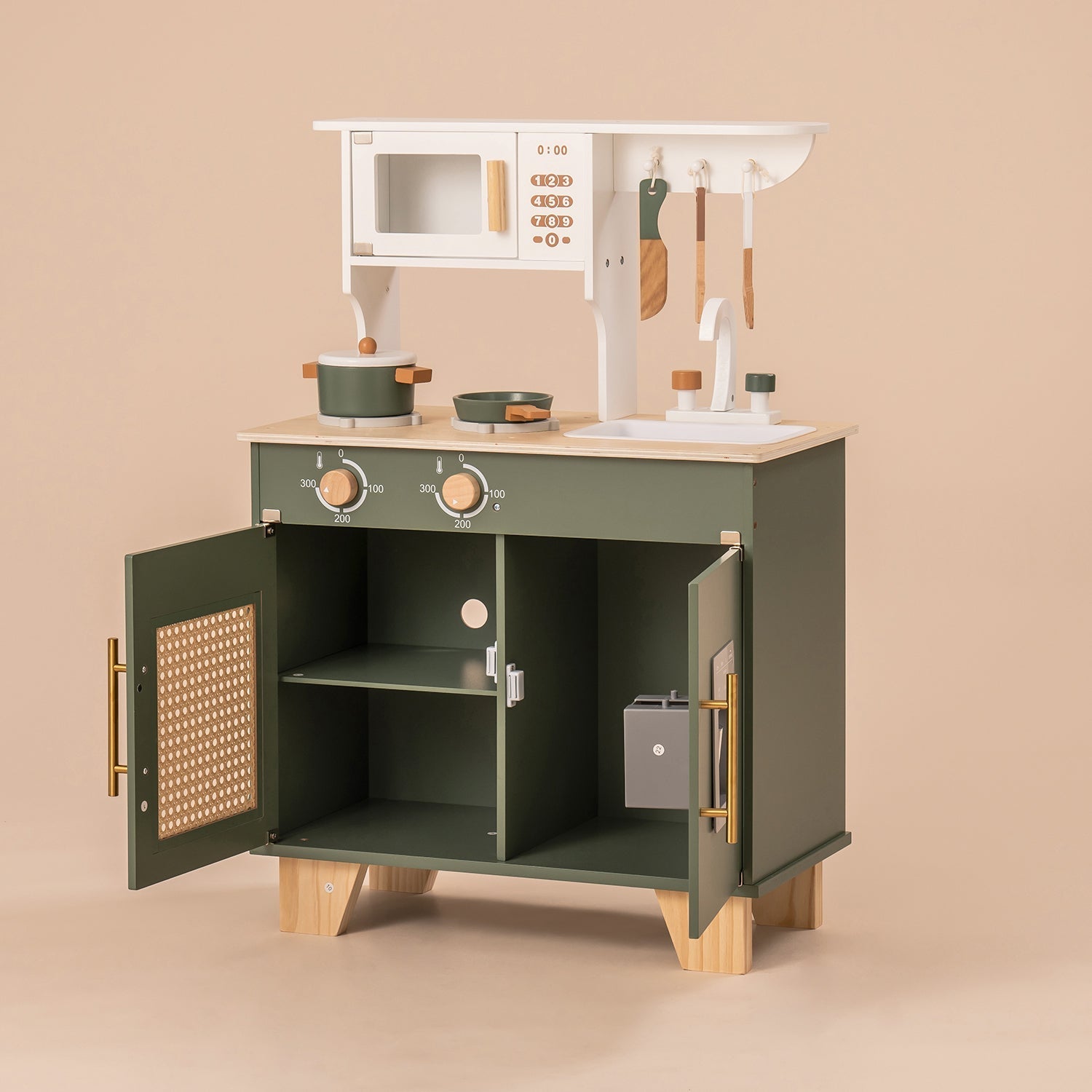 Green Wooden Play Kitchen