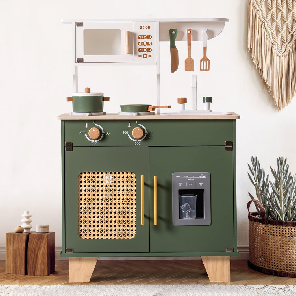 Green Wooden Play Kitchen
