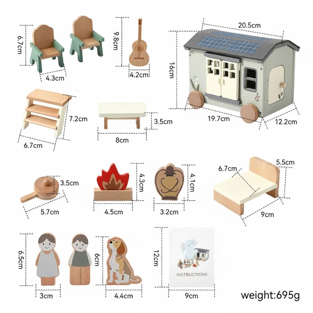 Wooden Camping RV Set