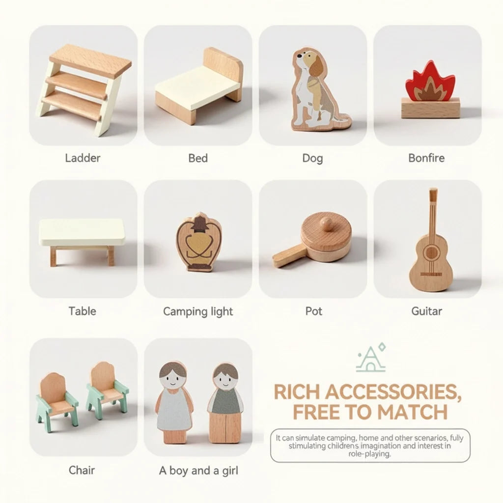 Wooden Camping RV Set