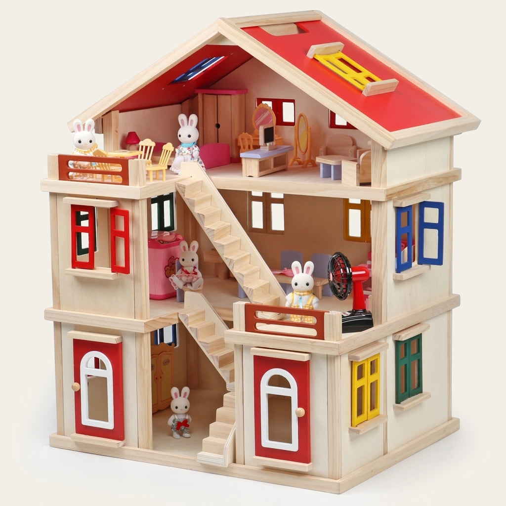 3-Tier Wooden Dollhouse
