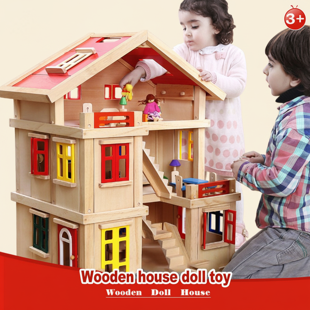 3-Tier Wooden Dollhouse