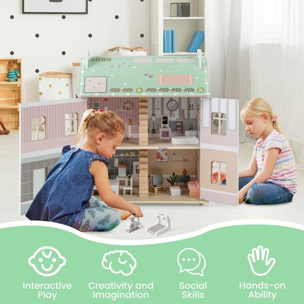 3-Level Wooden Dollhouse