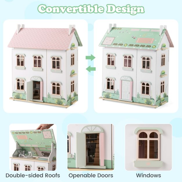 3-Level Wooden Dollhouse