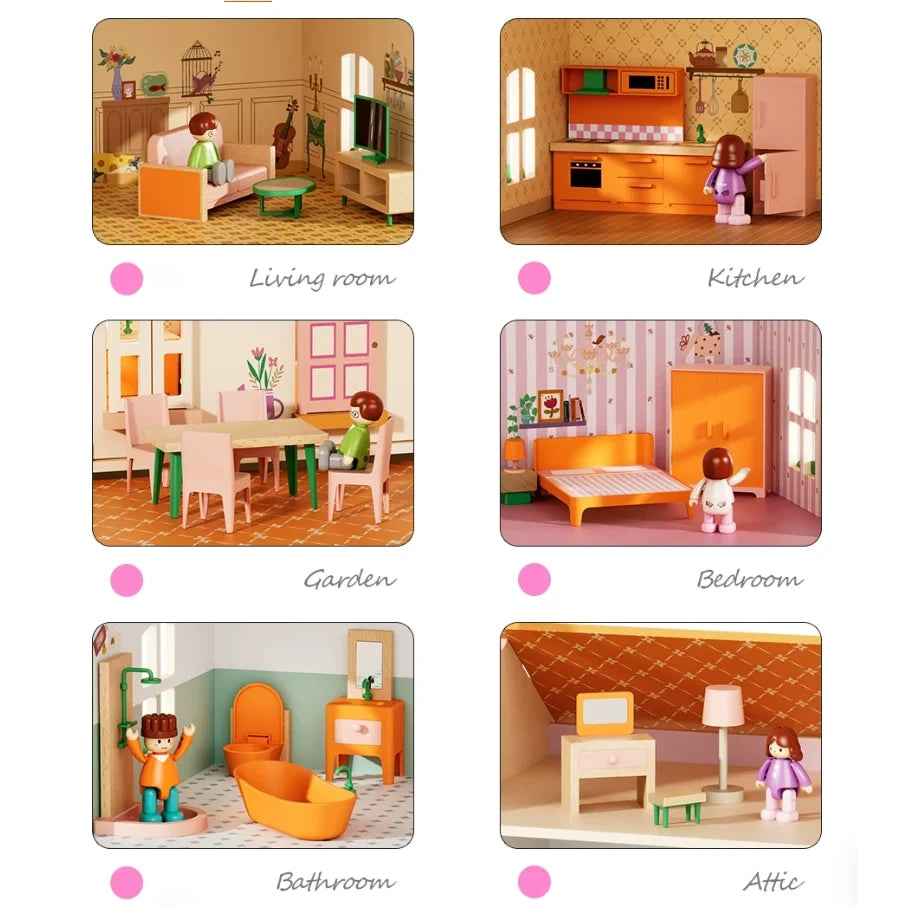 3-Story Wooden Dollhouse